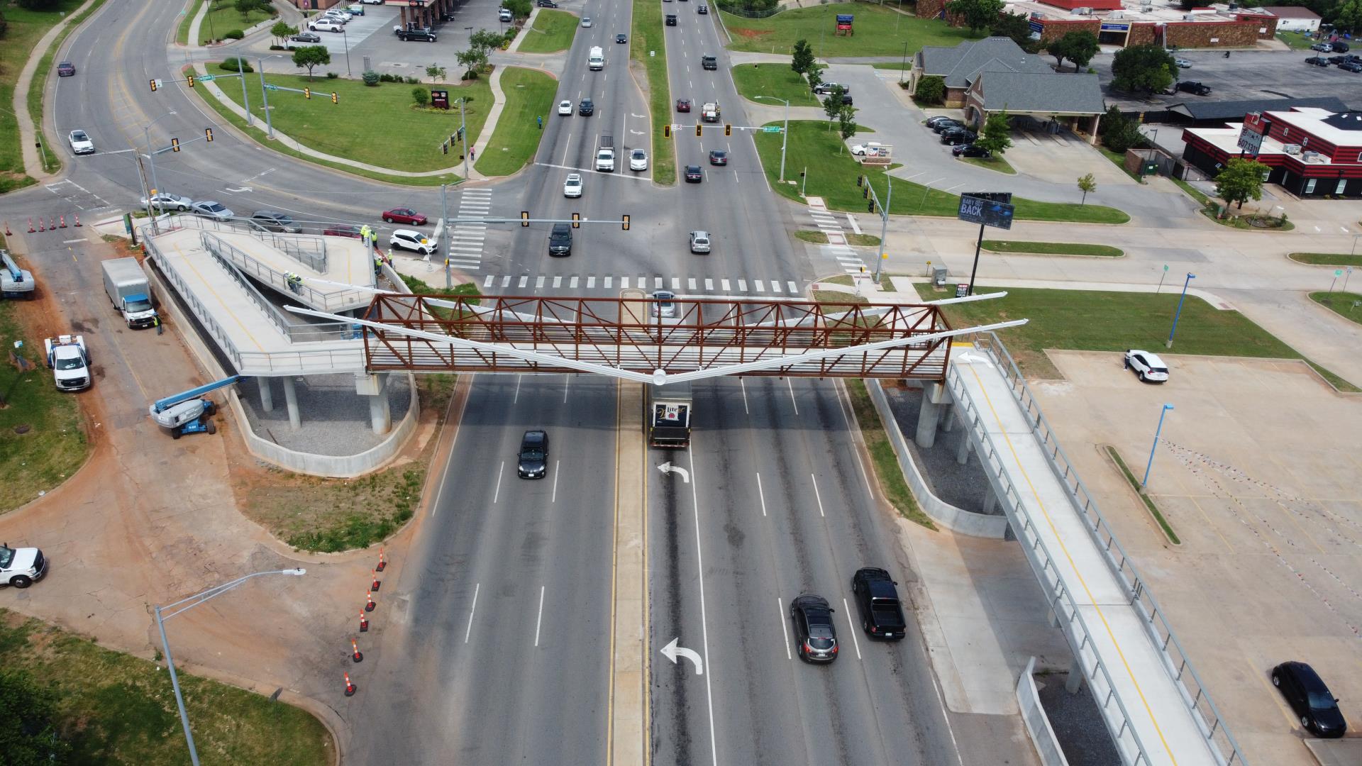 aerial view of NW Expressway Pedestrian Bridge at daytime