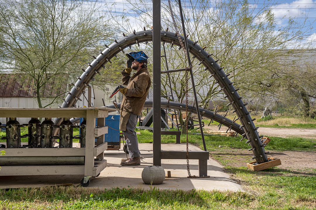 outdoor sculpture by artist Bobby Zokaites