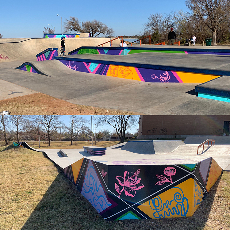 murals at Stars & Stripes Schilling Skate Park - Collaboration with Dylan Bradway