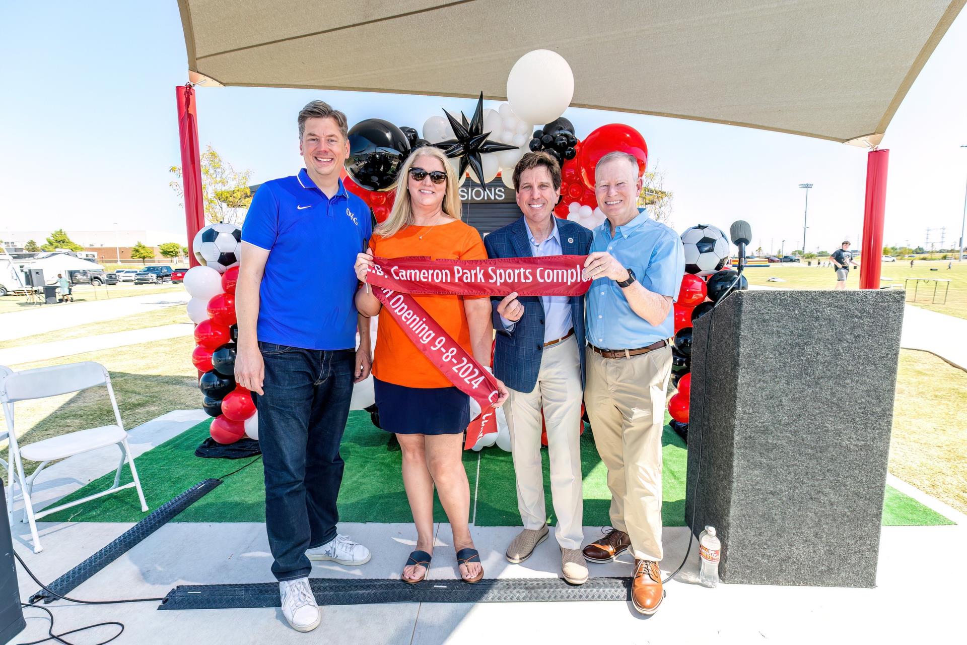 NOKC Soccer ribbon cutting with mayors, Parks director and Councilman Stonecipher