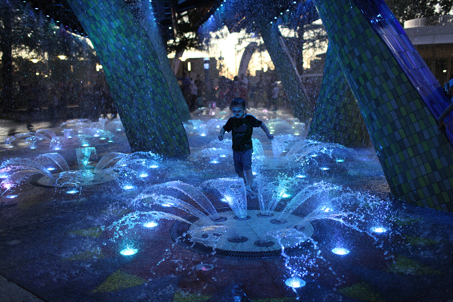 Myriad Gardens Spray Fountain with lights